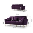 thumbnail image 7 of 3 Pieces Sectional Sofa Set, Modern Velvet Tufted Upholstered Sofa Couch Set with 3 Seater Sofa and 2 Pieces Loveseat 3 Pcs Sectional Couches with 7 Throw Pillows for Living Room Office, Purple, 7 of 7