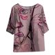 thumbnail image 4 of Blusa informal de manga corta con cuello redondo para mujer con estampado de botones y camisetas sueltas Pompotops hfajkhk128836, 4 of 4
