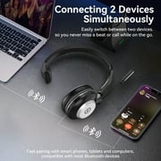Wantek Bluetooth Headset with Microphone for PC, USB Dongle, Charging Base and Accessories,Mute Button for Work/Cell Phones/Computer/Call Center/Zoom