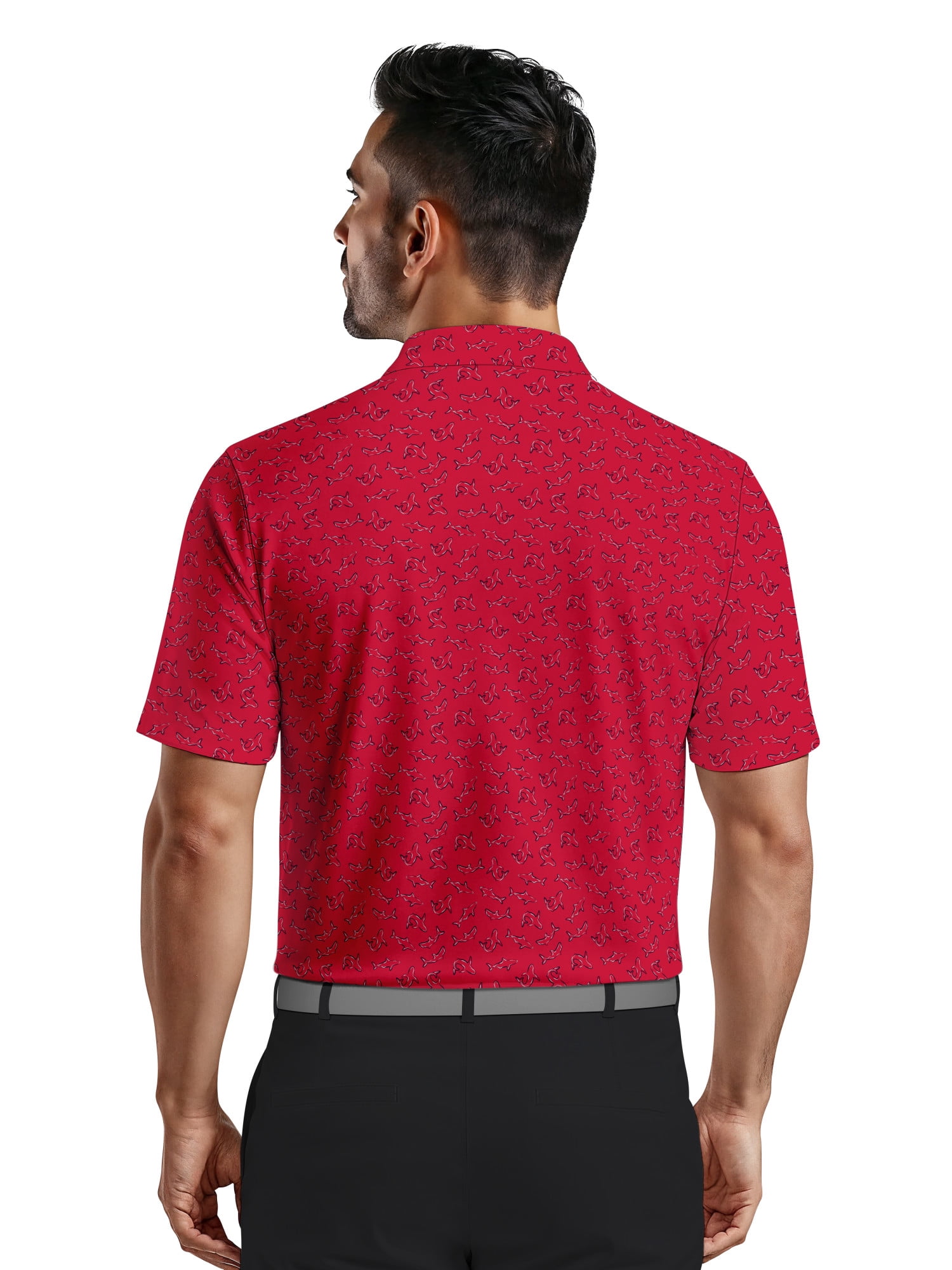 Ben Hogan Men's & Big Men's Performance Shark Print Short Sleeve Polo Shirt, Sizes S-5XL