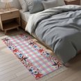 thumbnail image 4 of Area Rug with Tassels 2' x 5', American Flag Star Kitchen Runner Rug for Hallway Bedroom Throw Rugs, Independence Day Pink Blue Checkered Soft Door Mat for Bathroom Entrance Living Room, 4 of 9