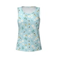 thumbnail image 4 of Xecao Bee Flower print women's scoop neck, loose-fit workout tank tops for the gym., 4 of 9