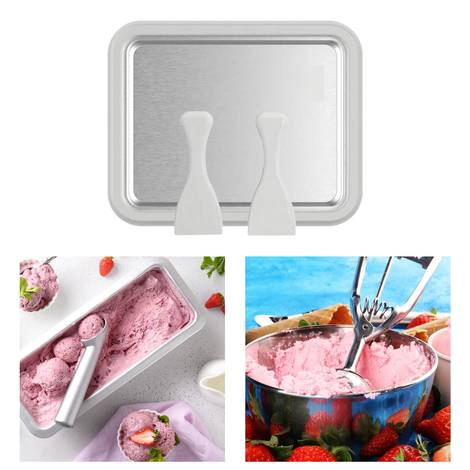 Fiocias Ice Cream Plate Maker Fried Ice Tray Interactive DIY Portable Instant Gelato Pan White