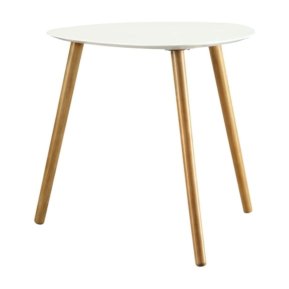 Pemberly Row Modern Wood Triangular End Table in Piano White