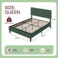 thumbnail image 2 of 4 EVER WINNER Queen Size Bed Frame with Button Tufted Headboard, Upholstered Platform Bedframe with Wood Slat Support, Box Spring Needed, Noise Free, Easy Assembly, Faux Leather & Green, 2 of 8