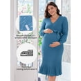 thumbnail image 2 of Asoul Maternity Warpped V Neck Pleated Dress Knit Midi Pregancy Dresses Ribbed Knit Nursing Clothes with Belt, 2 of 8