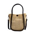 thumbnail image 1 of Bolso Mano Paja Hueca Bandolera Hombro Cuero Playa Tejida (negro), 1 of 9