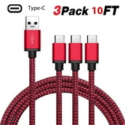 LBC 3 Packs ( 10ft) USB Type C 3.1 to USB 2.0 Charging Cable Connector Cord for Galaxy S9 S8 S8 Plus,LG G6 V30,Google Pixel 3/3 XL
