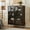 Black + Dark Walnut, variant on Lighted Cabinet for Collectibles | LED Lighting in Entryway | Ultra - Narrow Frame & Glass | Keeps Items Safe