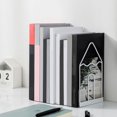thumbnail image 2 of 1 Pair Bookends Book Stand Holder Desk Office Magazine Organizer Non-Slip Shelf Holder Black, 2 of 5