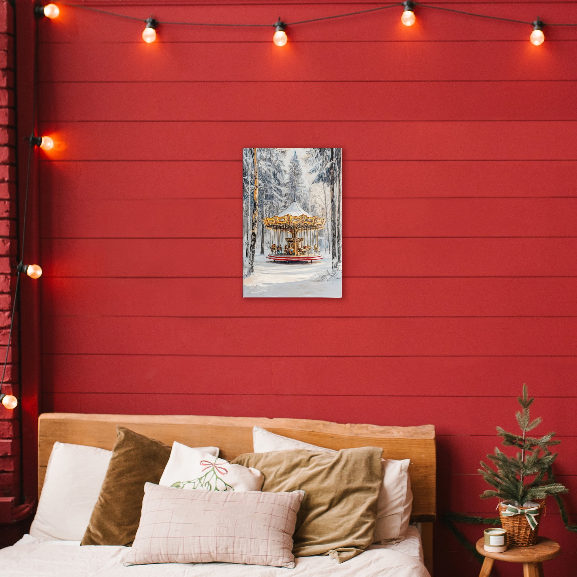 Winter Wonderland Carousel Canvas Wall Art, design by Petal Prints Design