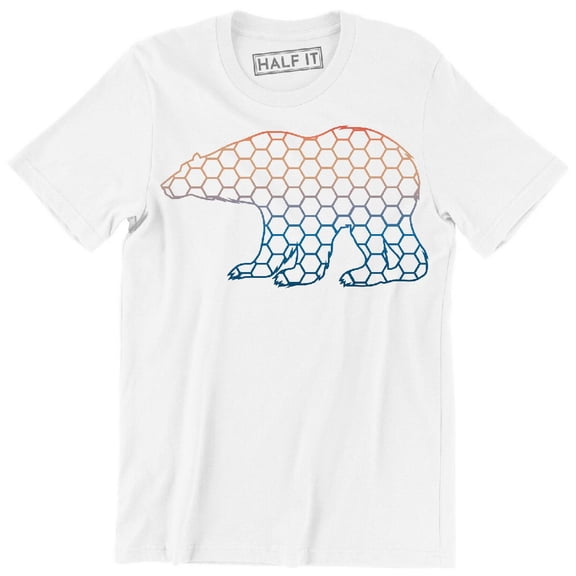 Polar Bear Hexagons in Rainbow Colors Beautiful Animal Geometric T-Shirt
