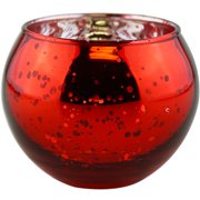 Just Artifacts 2Inch Speckled Red Round Mercury Glass Votive Candle