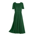 thumbnail image 4 of Baqcunre Casual Short Sleeve Crew Neck Solid Color Swing Dress Boho Fold Dress With Pocket Long Dress Women'S Casual Dresses Long Dress Women Clothing Womens Dresses,Color Army Green,Size 3XL, 4 of 5