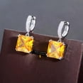 thumbnail image 2 of Silver Plated CZ Square Huggie Dangle Drop Earring 925 Sterling Silver Jewelry, 2 of 9