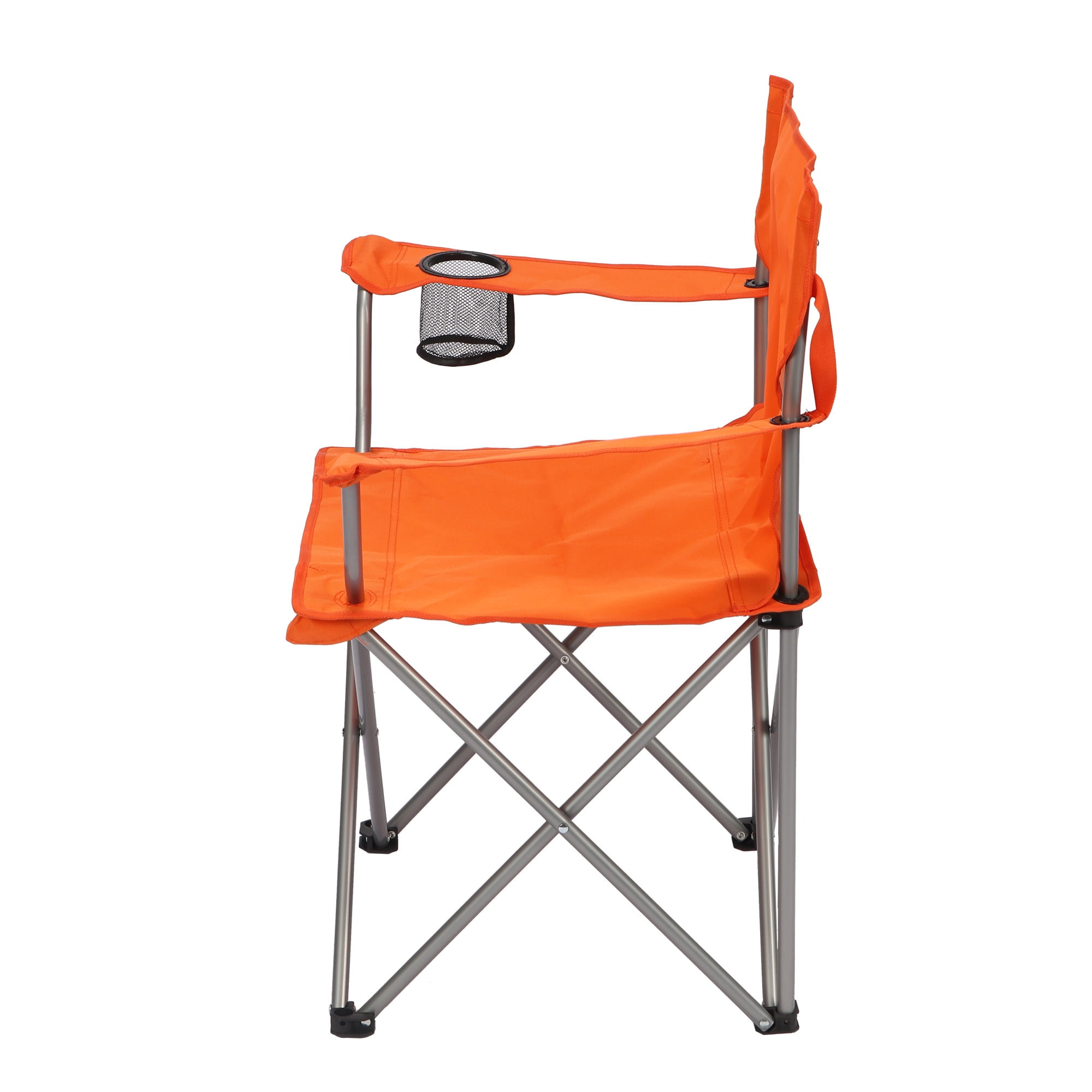 Ozark Trail Quad Folding Camp Chair with Cup Holder, Orange