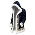 thumbnail image 4 of LINGLANG Christmas Men's Long Cardigan Hoodies Unisex Santa Claus Xmas White Trim Warm Holiday Hooded Coat with Pocket, 4 of 4