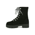 thumbnail image 4 of Women Faux Suede Striped Lace Up Lug Sole Combat Booties 19278, 4 of 6
