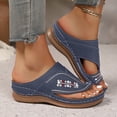 thumbnail image 2 of Pandaie Women's Orthopedic Wedge Sandals 2026 Embroidery Platform Slip on Slides Arch Support Summer Beach Walking Flip Flops Blue Size 6, 2 of 8