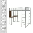thumbnail image 5 of UWR-Nite Metal Twin Loft Bed with Desk, Space-Saving High Loft Bed with 2 Shelves Build-in 2 Ladders for Teens Bedroom, 5 of 7