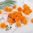 thumbnail image 5 of Duslogis 60Pcs 2.3'' Marigold Flower Heads Bulk, Silk Marigold with Stems Artificial Flowers for Diwali Home Decor Day of The Dead Wreath Garland (Orange), 5 of 5