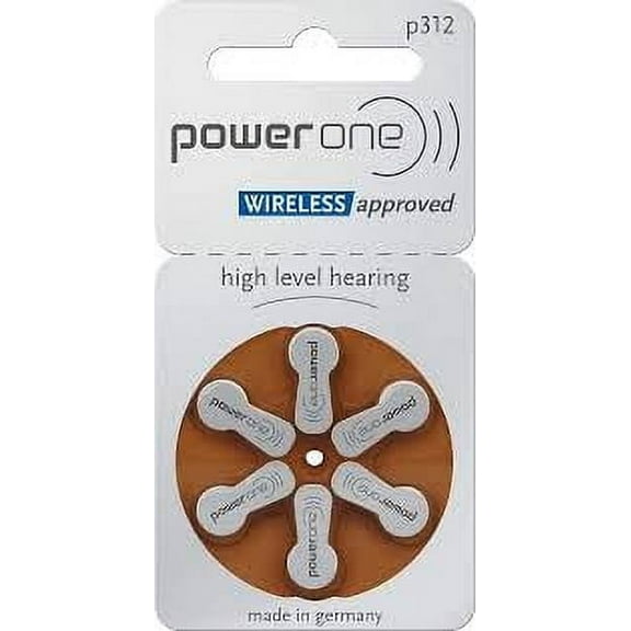 PowerOne Size 312 Hearing Aid Batteries - 30 count