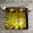 thumbnail image 3 of Ambesonne Fall Quilted Bedspread Set 3 Pcs, Blurry Forest Dreamy View, King Size, Pale Green Red Brown, 3 of 3