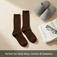 thumbnail image 5 of Comfello 3 Pairs Men's Diabetic Socks, Non-Binding Crew Socks, Extra Wide 10-13 Brown, 5 of 6