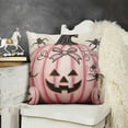 thumbnail image 2 of YINGXI AnyDesign Halloween Throw Pillow Covers Pink Ghost Pumpkin Cushion Case Trick or Treat Happy Halloween Pillow Case Spooky Farmhouse Decor for Home Couch Sofa 18x18in, 2 of 5