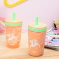 thumbnail image 4 of Zak Designs 12oz and 15oz Kelso Straw Tumbler Set, 12oz Stainless Steel and 15oz Plastic, 2 Cups and 1 Bonus Straw, Leakproof and Perfect for Kids, Unicorns, 4 of 10