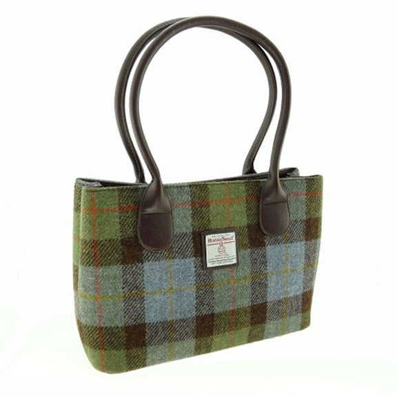Women's Harris Tweed "Cassley" Wool Handbag - Tartan Scottish Tote Bag in MacLeod Tartan