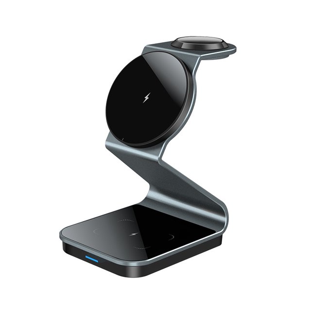 Cargador inalámbrico magnético, adecuado para Apple, carga rápida de 15 W, soporte de carga inalámbrica tres en uno