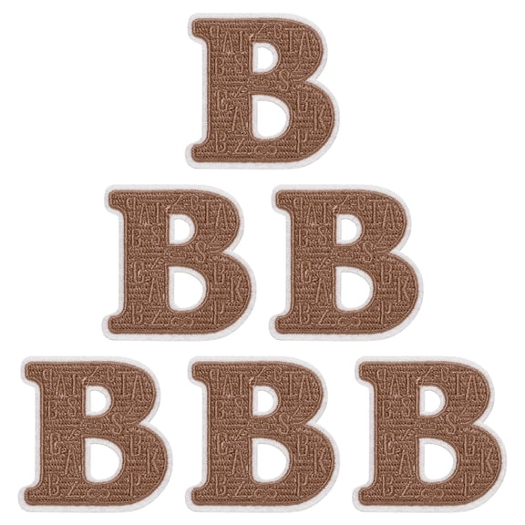 Uxcell Letters Patches, 6 Pcs Initial Letter B Iron on Patch Embroidered Fabric 2.76 Inch Alphabet Stickers for Clothes Hats Makeup Bags DIY, Brown