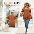 thumbnail image 4 of Bukemao Women's Square Neck Peplum Blouse - Plus Size Casual Flowing Summer Top with Short Sleeves, 4 of 6