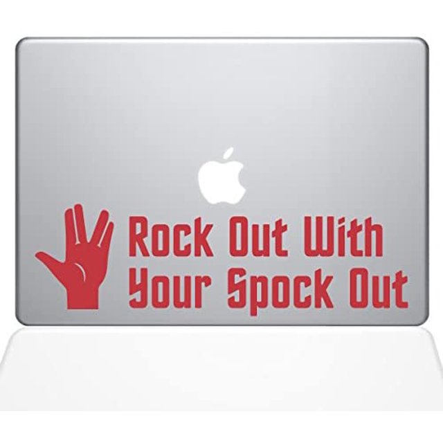 The Decal Guru Rock Out avec Spock Autocollant Vinyle Autocollant, 15" MacBook Pro (2015 et Modèles Plus Anciens), Rouge (1348-MAC-15P-DR)