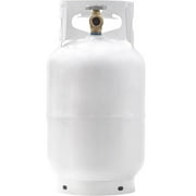 Flame King YSN401 40 Pound Steel Propane Tank Cylinder With Overflow  Protection Device Valve, White