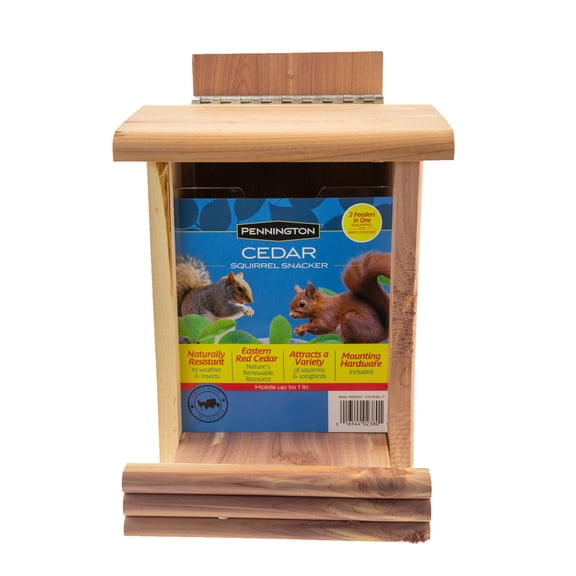 Pennington Red Cedar, Squirrel and Wild Bird Hopper Feeder, 1 lb. Capacity