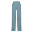 thumbnail image 6 of Pants for Women Solid Color Straight Leg Work Pants for Women Elastic Waist Casual Business Pants for Women (Light Blue L), 6 of 7