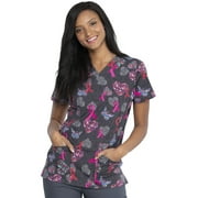 Dickies EDS Medical Scrubs Top for Women V-Neck DK704, S, Speck-tacular Love