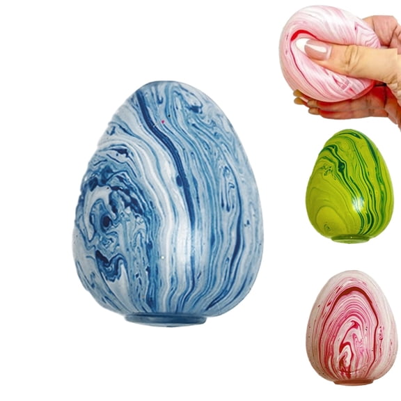 Marbled Swirl Easter Egg Squishies Stress Balls, Soft Silicone Squeeze Toys for Anxiety & Focus, Calming Sensory Fidgets for Office, Party Favors(1pcs)