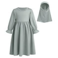 thumbnail image 3 of Girls Prayer Dress for Muslim Kids with Long Headscarf Long Sleeve Islamic Robe Clothes 0-5t, 3 of 8