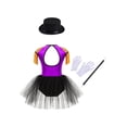 thumbnail image 2 of Aislor 4Pcs Girls Magician Drummer Costume Kids Carnival Party Tutu Dress Leotard Performance Suits Purple 14, 2 of 7
