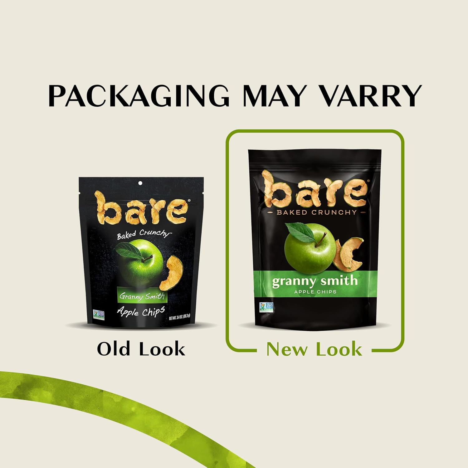 Pack of 12, Bare Fruit Granny Smith Apple Chips, 3.4 oz
