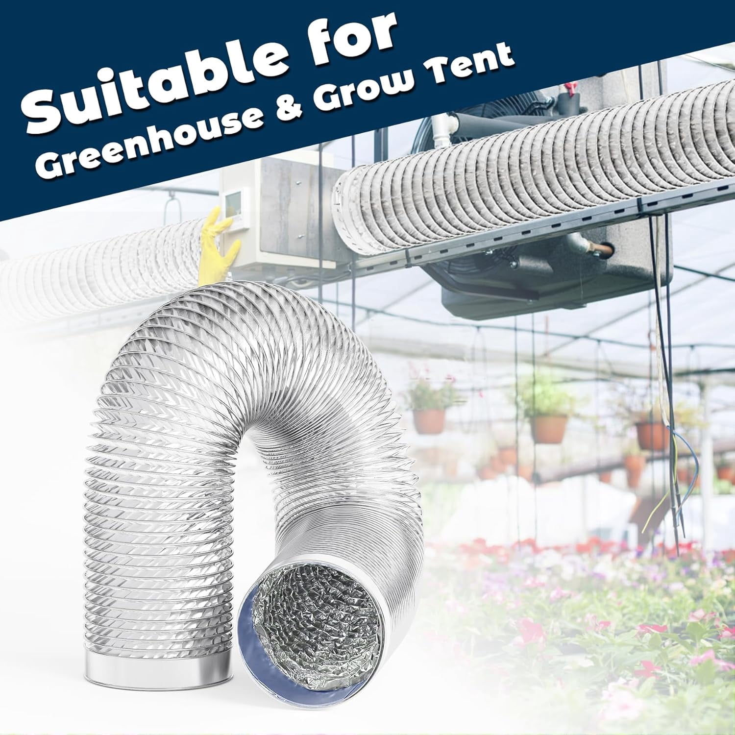 MKEUDQ-Dryer Vent Hose 4Inch 6.5Ft, Aluminum Foil Ducting Dryer Vent Kit for Tight Space, Flexible Dryer Exhaust Duct Hose for HVAC Ventilation,Grow Tent,Kitchen