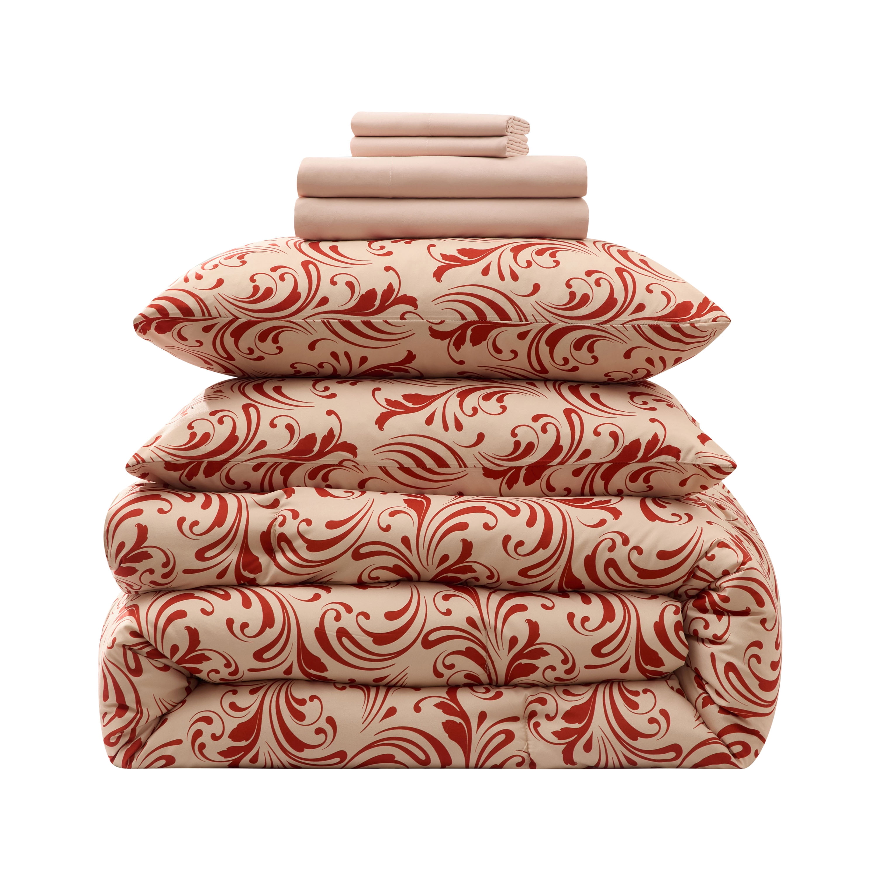 LammaLoe Twin Comforter Sets, 5 Piece Biomorphic Bed in a Bag, Bedding Comforter Set with Sheets, Modern Bed Set, Clay