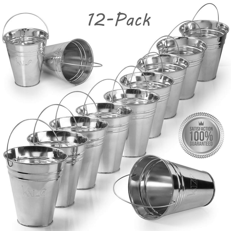 Large Galvanized Metal Buckets with Handles, 4.5 W x 5 H, 12 Pack, M ·  Art Creativity