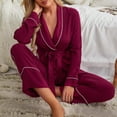 thumbnail image 5 of CAICJ98 Pyjamas Femmes Pyjamas Pyjamas Ensemble Automne Hiver Rouge Couleur Unie à Manches Longues Cardigan Robe Peut Être Usé Femmes Pyjama S, Rouge, 5 of 5