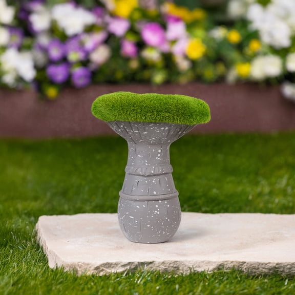 Northlight Small Faux Moss Mushroom Garden Statue - 6.25" - Gray, White and Green