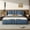 Antique Blue + King Size, variant on [Luckynote]Queen Size Leather Upholstered Bed Frame, Modern Bed Frame with Wingback Head board, Upholstered Platform Bed with Wavy Footboard, No Spring Box Needed, Dark Green