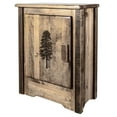 thumbnail image 3 of Homestead Collection Accent Cabinet w/ Laser Engraved Pine Design, Right Hinged, Stain & Clear Lacquer Finish, 3 of 10